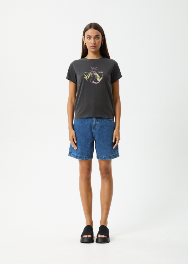 AFENDS Womens Sun Siren - Regular Tee - Stone Black