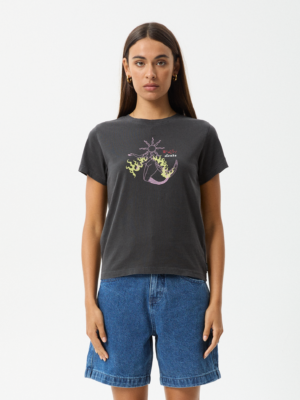 AFENDS Womens Sun Siren - Regular Tee - Stone Black