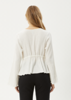 AFENDS Womens Focus - Seersucker Tie Top - Off White